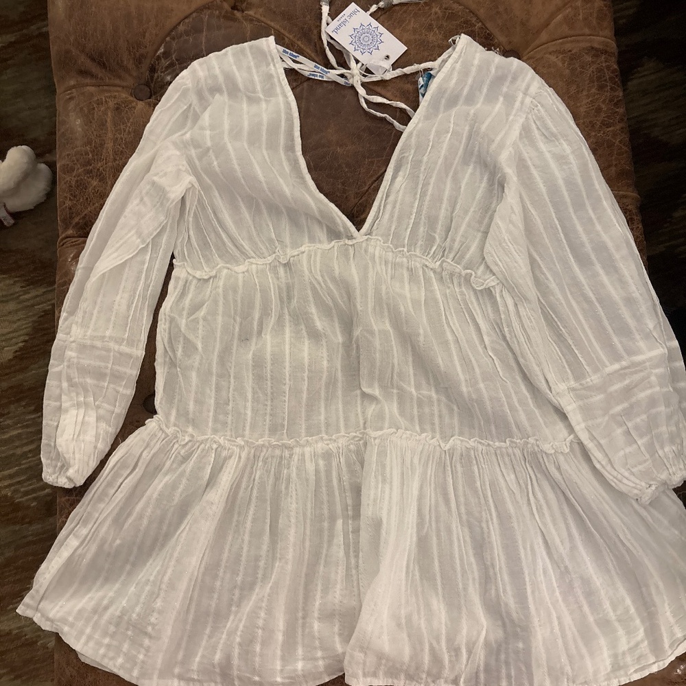 Blue island white cover up dress